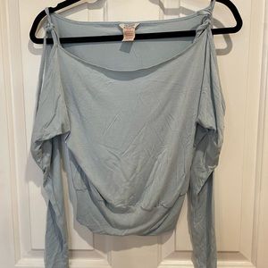 Guess XS Off Shoulder Bohemian Blouse Light Blue
